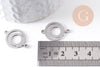 Pendentif connecteur rond en acier 201 inoxydable platine 19mm, x2 (G10379)