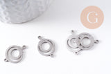 Pendentif connecteur rond en acier 201 inoxydable platine 19mm, x2 (G10379)