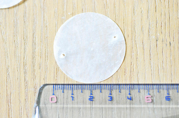 Pendentif connecteur rond nacre naturelle blanche 2 trous 40mm, x5 (G3771)