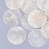 Pendentif connecteur rond nacre naturelle blanche 2 trous 40mm, x5 (G3771)
