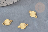 Pendentif connecteur rond strié acier 201 inoxydable doré 15mm,creation de bijoux en acier inoxydable, x5 G4839