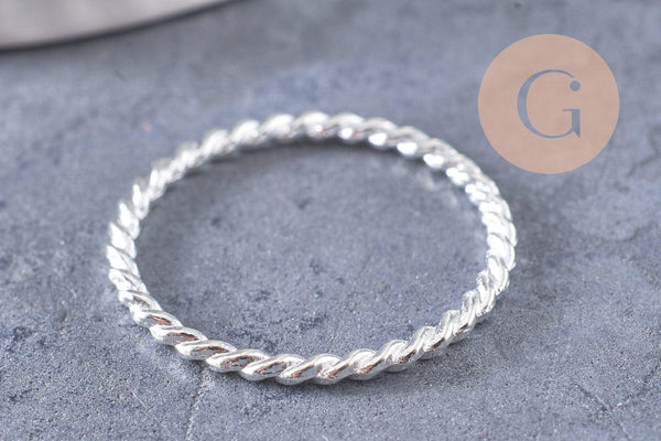 Pendentif connecteur rond torsadé zamac argenté 25mm, x20 (G10390)