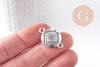 Pendentif connecteur rond zamac platine motif amérindien 26mm, x2 (G10417)