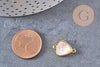 Pendentif connecteur triangle nacre or blanc naturel 19mm, coquille blanche, bijou en nacre, x1 (G5984)