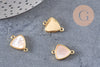 Pendentif connecteur triangle nacre or blanc naturel 19mm, coquille blanche, bijou en nacre, x1 (G5984)