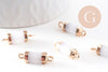 Pendentif connecteur tube jade naturel blanc tube fer doré 20mm, pendentif bijoux pierre, x1 (G9909)