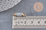Pendentif connecteur tube labradorite doré,pendentif pierre labradorite Naturelle,20mm, x1 (G2795)