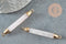 Pendentif connecteur tube quartz rose naturel fer doré 45mm,création bijoux pierre naturelle, x1 G3389
