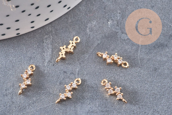 Pendentif constellation laiton doré 18K et zircons 13mm, x1 (G5987)