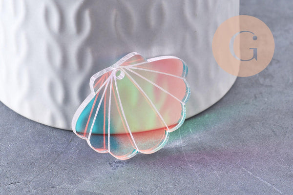Pendentif coquillage acrylique 25/27.5mm, x2 (G10274)
