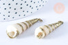 Pendentif coquillage blanc spirale doré 36-67mm, Pendentif coquillage pour création bijoux, x1 G7311