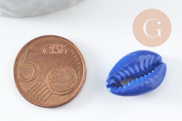 Pendentif coquillage cauri bleu,coquillage naturel,cauri bleu,15mm, x5 (G0366)