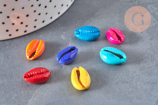 Pendentif coquillage cauri colore, coquillage naturel,cauri,coquillage bijou,15mm, x5 (G1531)