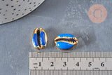 Pendentif coquillage cauri doré resine,coquillage naturel,cauri bleu,coquillage bijou,19mm, x5 (G1301)