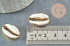 Pendentif coquillage cauri naturel doré resine blanche 19mm,création bijoux coquillage x5 (G0369)