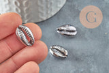 Pendentif coquillage cauris metalgun 15mm, x5 (G1231)
