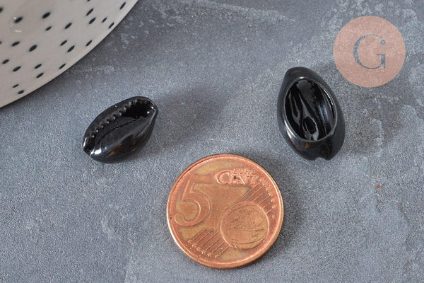 Pendentif coquillage cauris noirs,coquillage naturel,cauri noir,coquillage bijou,15mm, x5 (G0370)