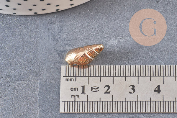 Pendentif coquillage doré 18K, coquillage doré,dorure 18carats,pendentif doré,coquillage or,création bijoux, x 2, 16.5mm G3584