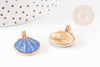 Pendentif coquillage doré bleu 24.5mm, pendentif coquillage pour création bijoux x 2 (G5793)