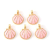 Pendentif coquillage doré rose 24.5mm, pendentif coquillage pour création bijoux x2 (G5794)