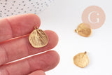 Pendentif coquillage feuille acier 304 doré inoxydable 18mm, x1 (G11005)