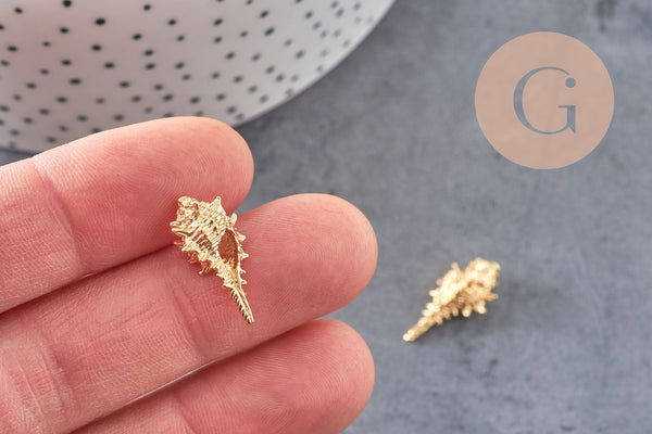 Pendentif coquillage laiton doré 18K 20mm, x1 (G3726)