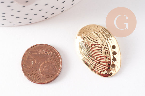 Pendentif coquillage métal doré pendentif coquillage,création bijoux,sans nickel, 30mm, x2 G2794