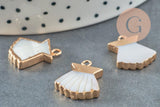 Pendentif coquillage nacre blanche naturelle doré 18mm, x1 (G0643)