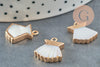 Pendentif coquillage nacre blanche naturelle doré 18mm, x1 (G0643)