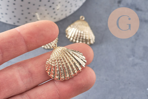 Pendentif coquillage naturel coque doré, fourniture créative, pendentif doré, coquillage or,21-25mm, x1 G3725