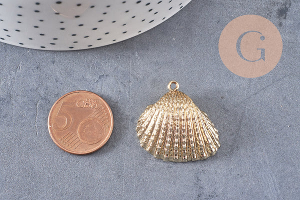Pendentif coquillage naturel coque doré, fourniture créative, pendentif doré, coquillage or,21-25mm, x1 G3725