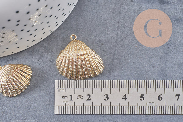 Pendentif coquillage naturel coque doré, fourniture créative, pendentif doré, coquillage or,21-25mm, x1 G3725