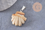 Pendentif coquillage pierre naturelle et de synthèse laiton platine 22-25mm, x1 (G10344)