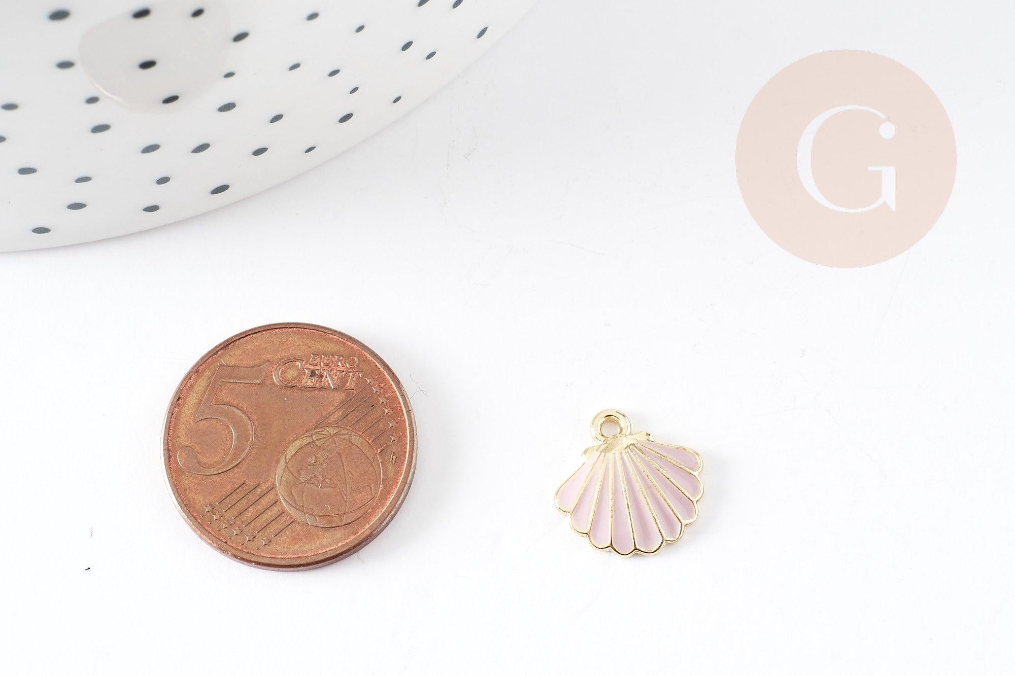 Pendentif coquillage zamac doré 18k rose 13mm, pendentif création bijoux, x1 (G4363)
