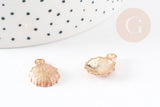 Pendentif coquillage zamac doré beige 19mm, pendentif création bijoux, x2 G2469