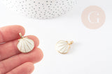 Pendentif coquillage zamac doré blanc 24.5mm, pendentif création bijoux DIY x2 (G7045)