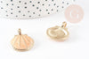 Pendentif coquillage zamac doré rose saumon 24.5mm, pendentif coquillage pour création bijoux, x2 G1792