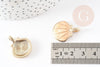 Pendentif coquillage zamac doré rose saumon 24.5mm, pendentif coquillage pour création bijoux, x2 G1792