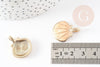 Pendentif coquillage zamac doré rose saumon 24.5mm, x2 (G1792)