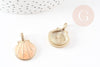Pendentif coquillage zamac doré rose saumon 24.5mm, x2 (G1792)