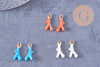 Pendentif corail émaillé orange, bleu ou blanc zamac doré 20mm x2 (G10638)
