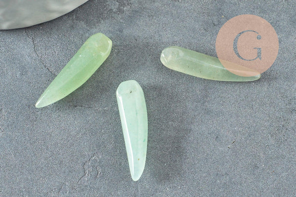 Pendentif corne aventurine, creation bijou, pendentif bijou pierre,pierre naturelle, aventurine naturel, pendentif collier, 21mm, x1 (G2753)