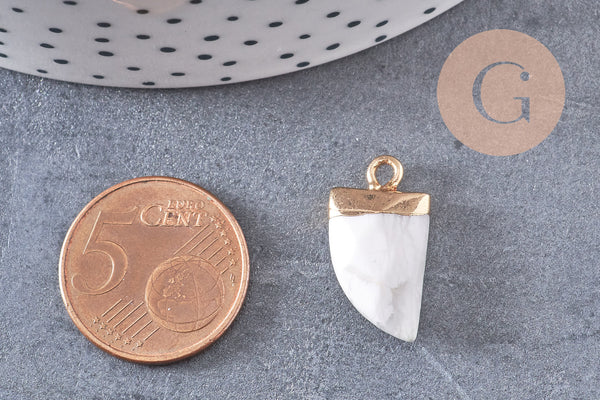 Pendentif corne howlite blanche, pendentif bijoux,howlite naturelle, pendentif howlite,21mm x1 (G2016)