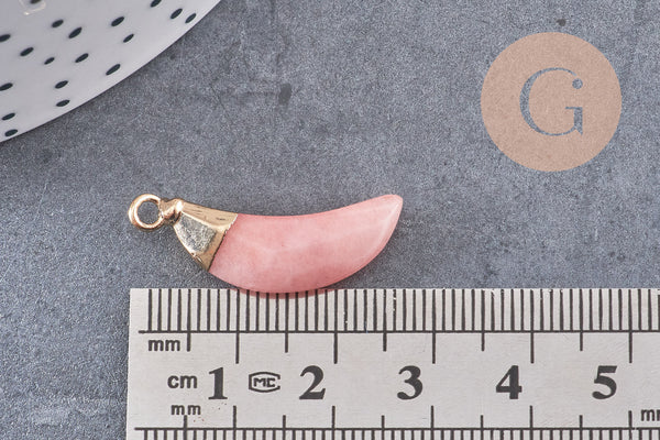Pendentif corne jade rose,jade rose,pendentif bijoux, jade naturelle, pendentif jade,26mm x1 (G1131)