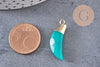 Pendentif corne jade turquoise,jade vert,pendentif pierre, jade naturelle,26mm, x1 (G0743)
