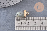 Pendentif corne labradorite naturelle laiton doré 21mm, x1 (G0555)