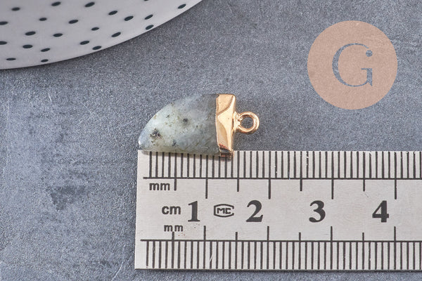 Pendentif corne labradorite naturelle laiton doré 21mm, x1 (G0555)