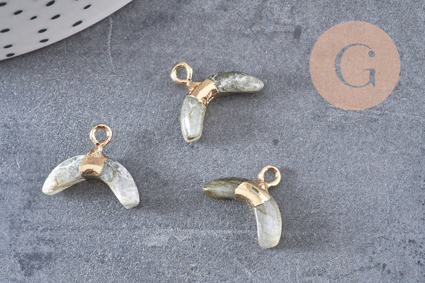 Pendentif corne labradorite,pendentif bijoux,lune labradorite,labradorite naturelle,21mm x1 (G0927)