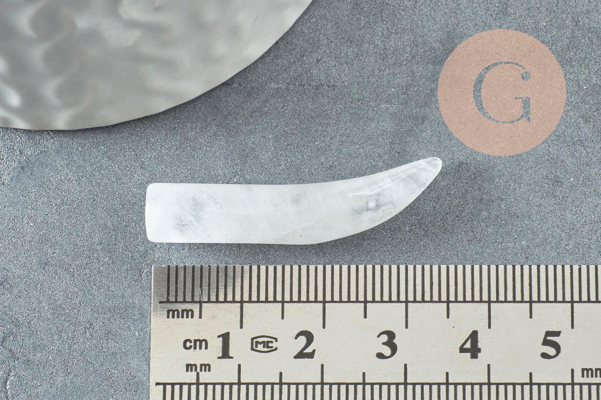 Pendentif corne quartz blanc, pendentif pierre,pierre naturelle,quartz naturel, pierre non percee, 38mm, x1 (G2905)