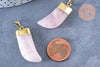 Pendentif corne quartz rose 37mm,pendentif bijoux, pendentif quartz rose naturel, pendentif pierre, x1 (G6659)